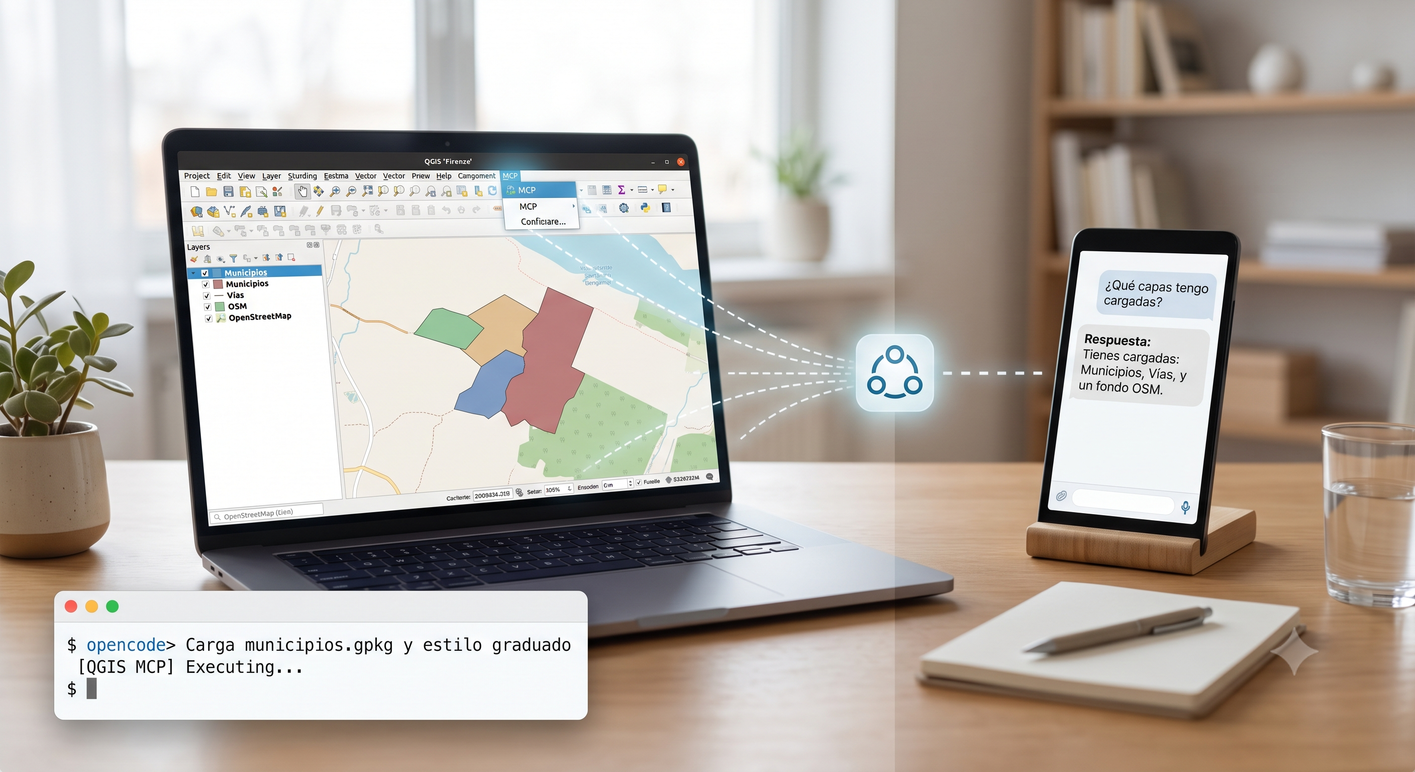 Conecta QGIS con OpenCode: tu mapa habla con la IA